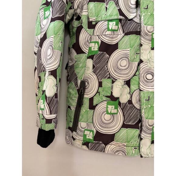 Orage Ski Snowboard Hooded Jacket Green White Geometric Design Youth Medium - Picture 8 of 10